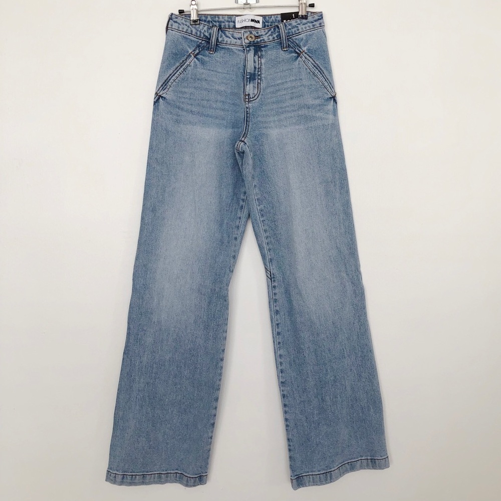 Wide leg jeans light blue wash